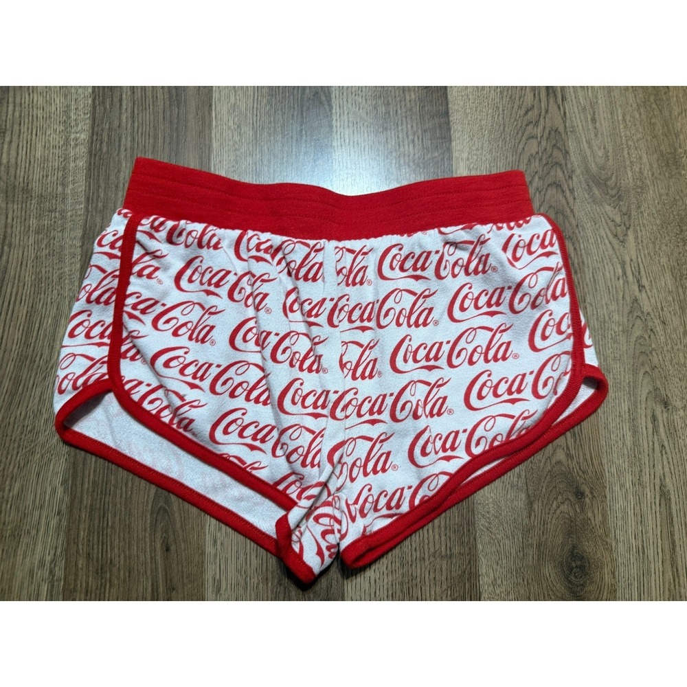 Coca-Cola Shorts Women's Size XS Red White Allover Print Pull On Activewear